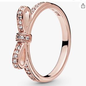 Authentic Pandora Sparkling Bow Ring Rose Gold size 7